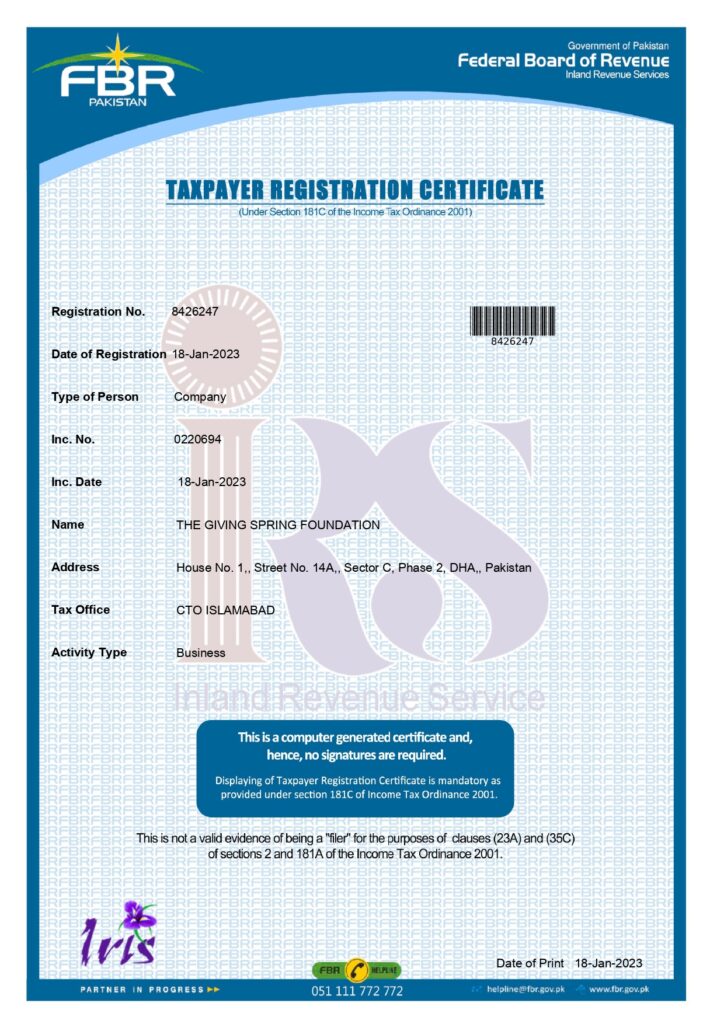 taxpayer registration certificate 1 page 0001